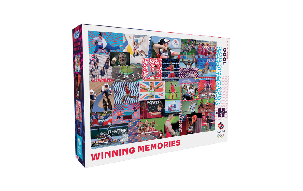 Gibsons Winning Memories puzzle featuring colorful collage of sports and memorable moments