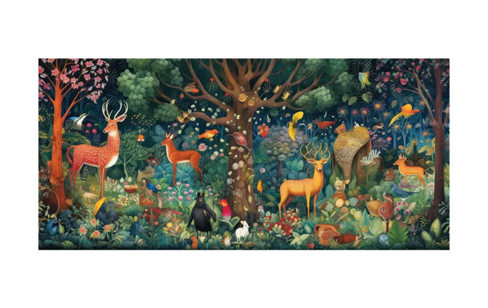 Wentworth wooden enchanted woodland jigsaw puzzle featuring vibrant forest animals and flowers