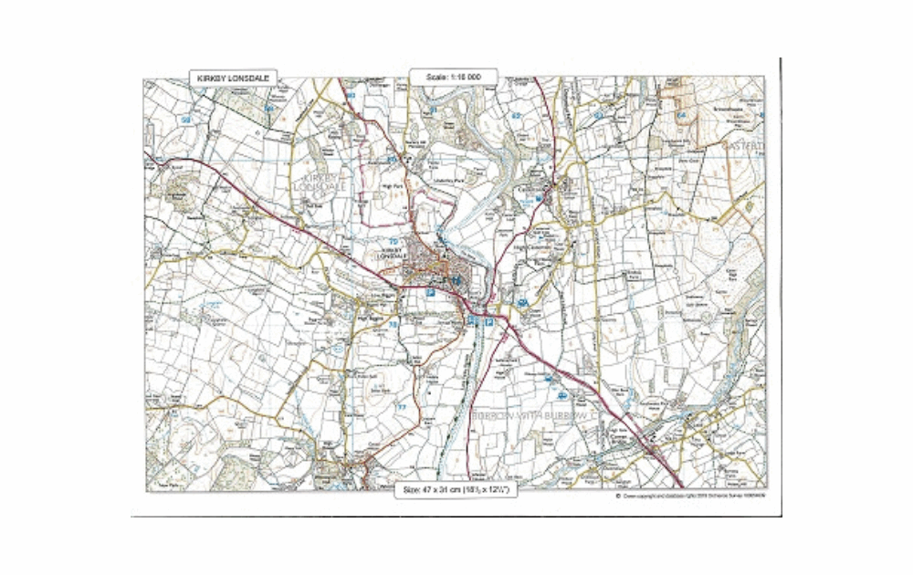 Kirkby Lonsdale jigsaw puzzle featuring a detailed map of the area for puzzle enthusiasts